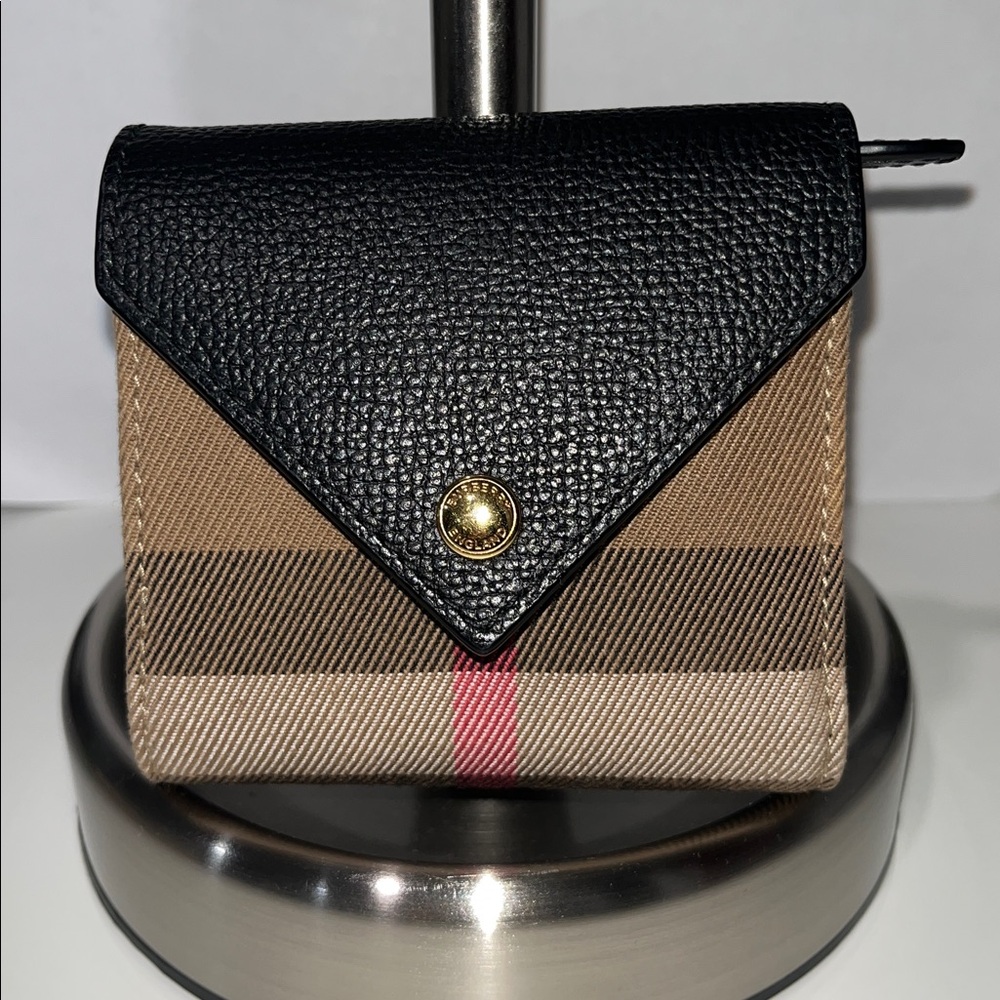 Burberry Women's Lila Haymarket Check Compact
Trifold Wallet Black